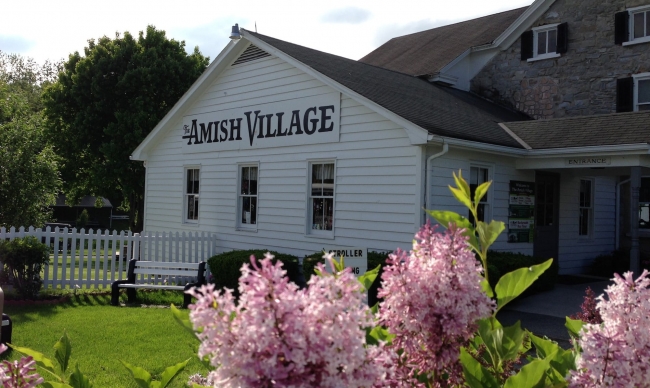 Amish house with flowers